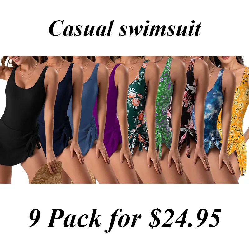 9PACK-One Piece Swimdress Swimsuits for Women Tummy Control Swim Dresses Skirt Bathing Suit Swimwear Swimsuit Outdoorfun