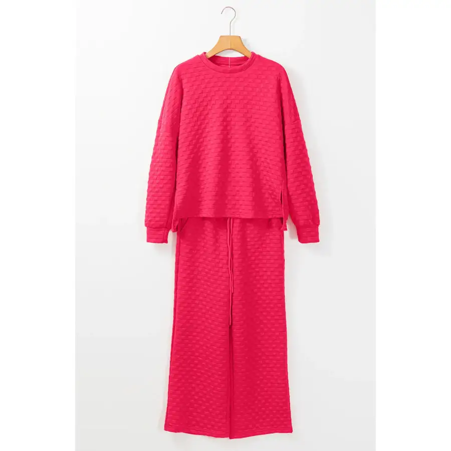 High Low Round Neck Top and Pants Set