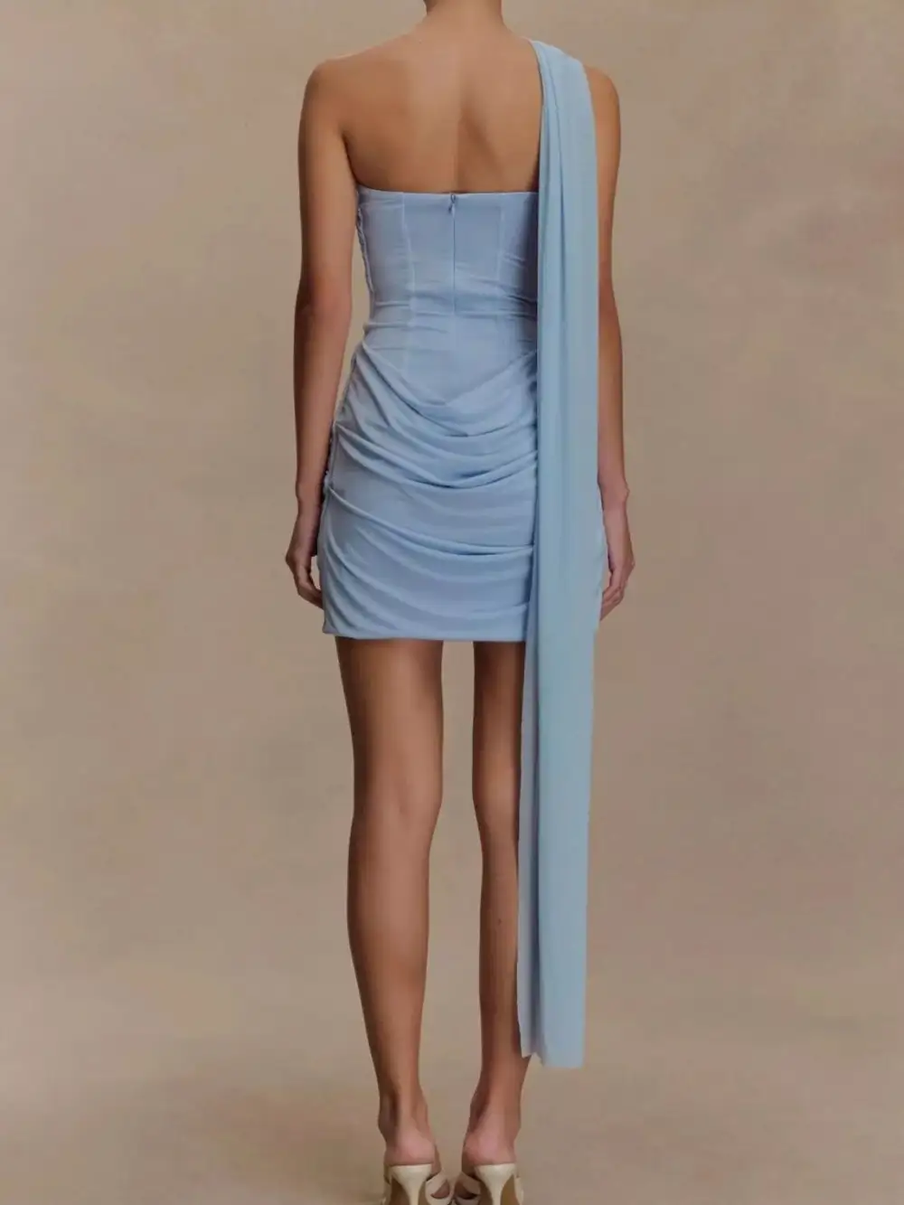 Textured Detail Ruched Mini Dress