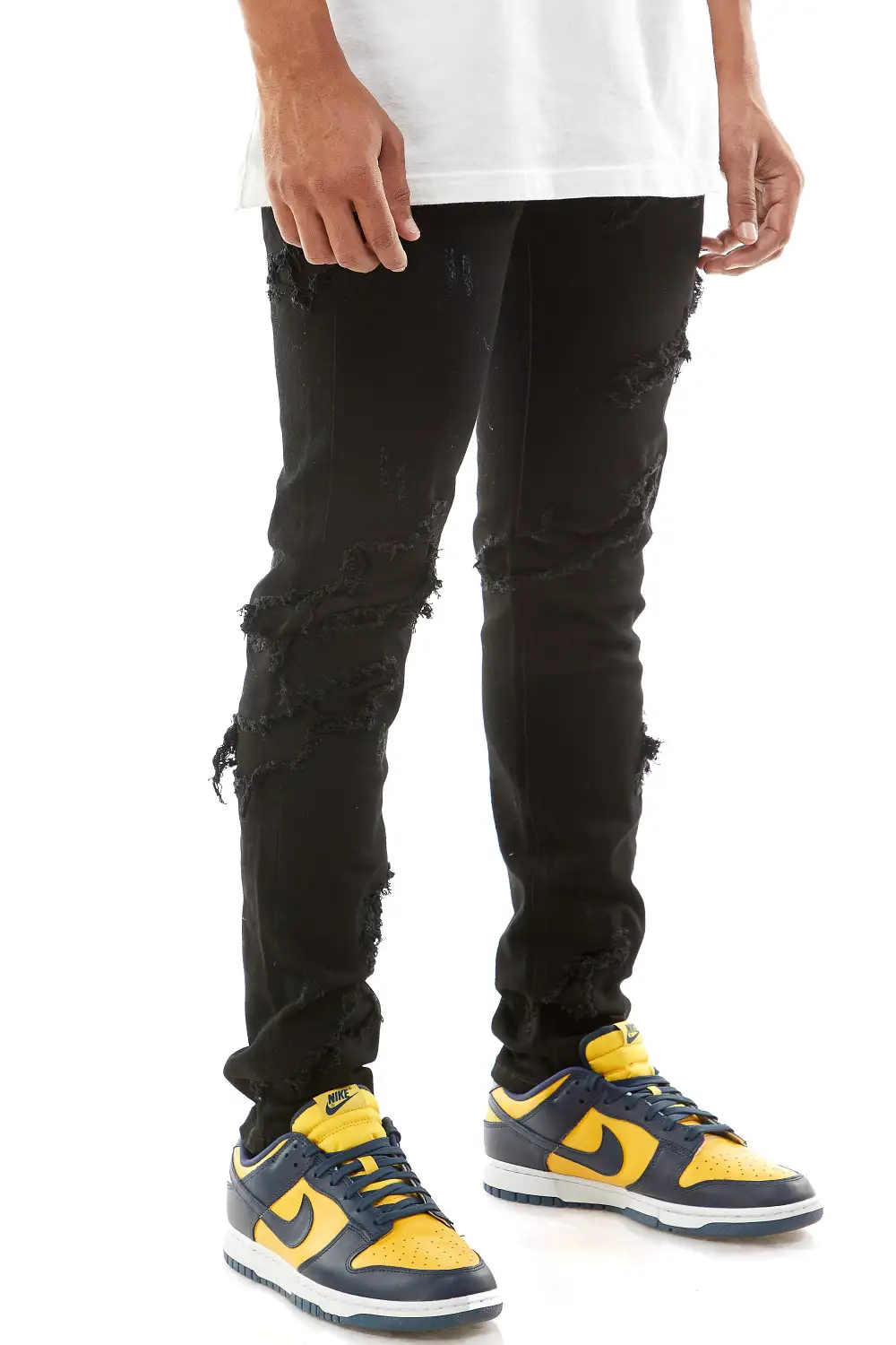 Men's Streetwear Skinny Patchwork Stretch Pants