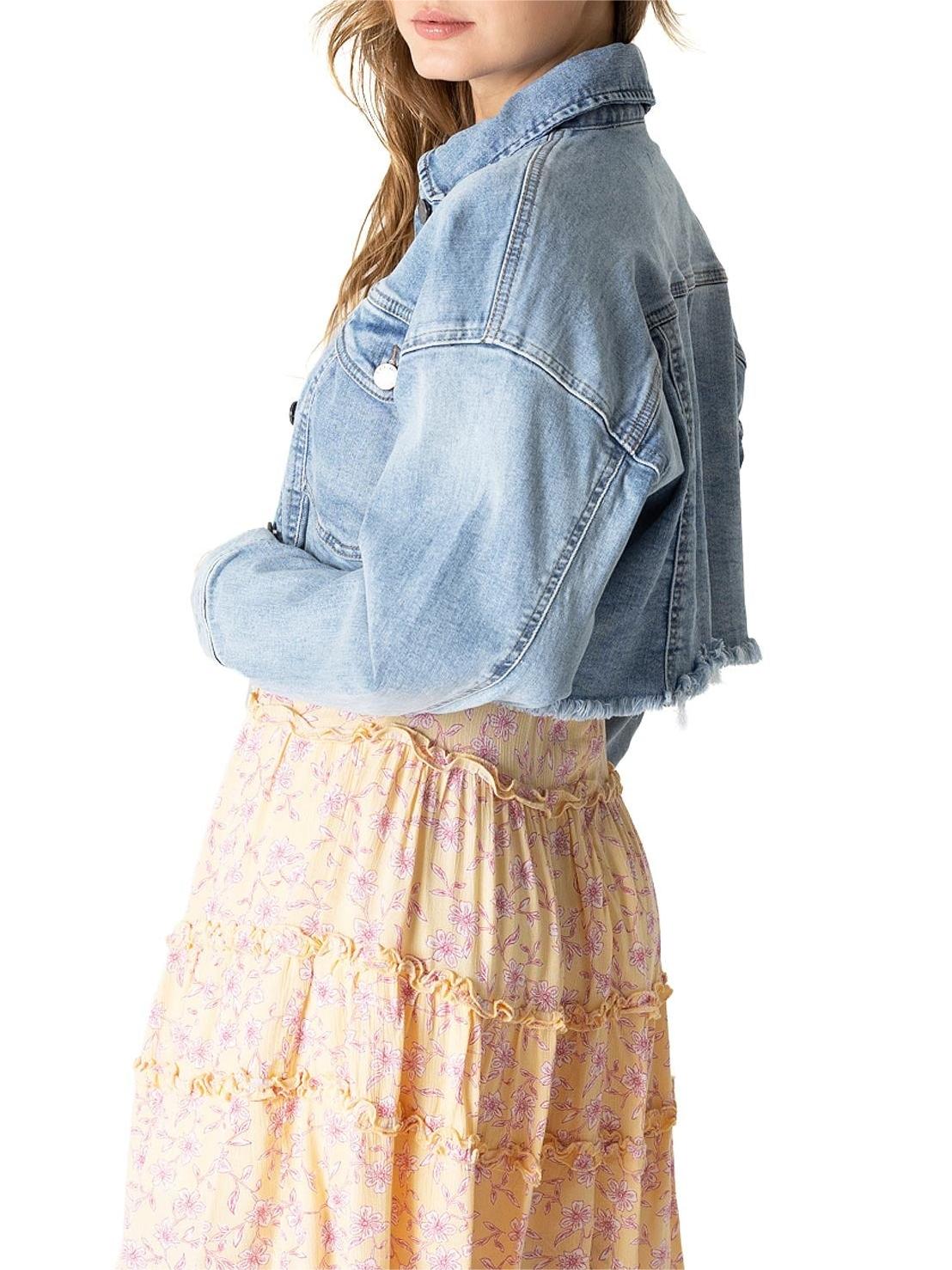 Light Blue Cropped Denim Jacket