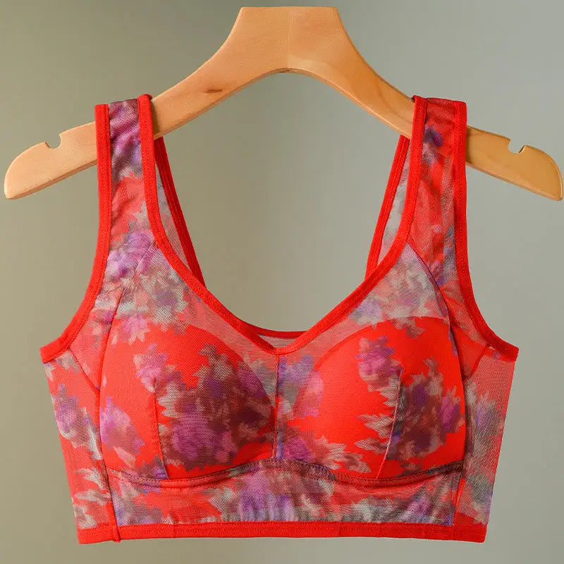 Mesh Wireless Bra Flower Bra