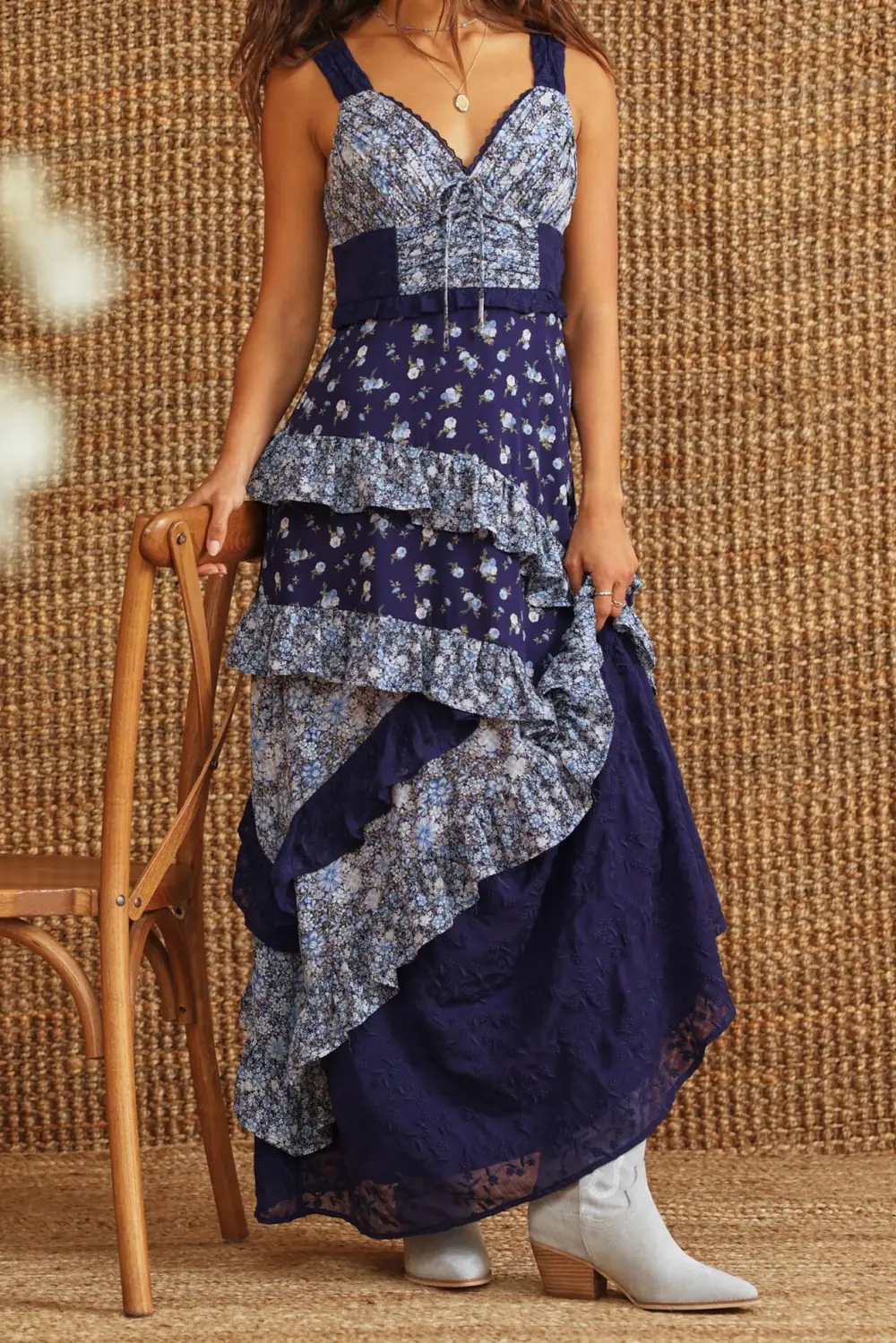 Patchwork Floral Maxi Tank Dress