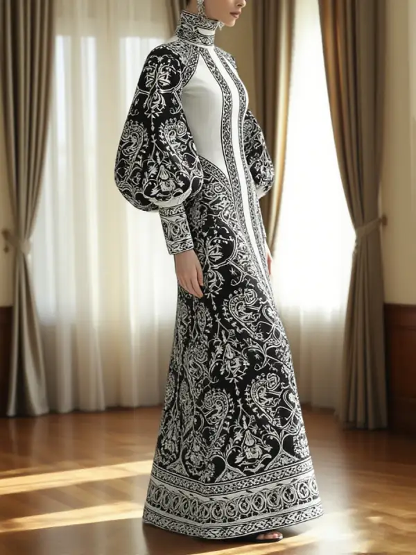 Flower Long Neck Maxi Dress