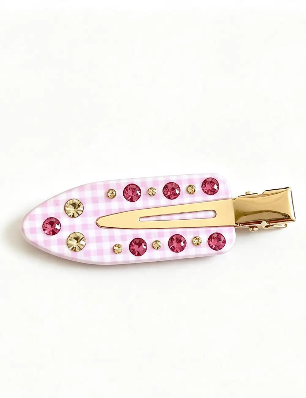 Plaid Pattern Oval Shape Hair Clip
