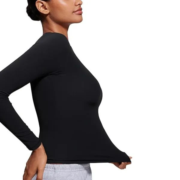 Long Sleeve Shirts for Women Soft Crew Neck Tight Tops