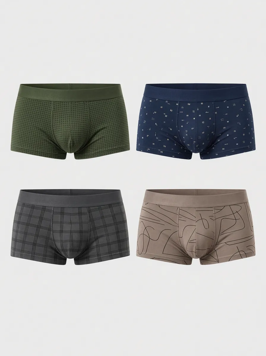 Men's Assorted Patterned Trunk Briefs 4-Pack