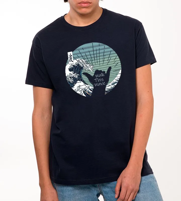 Wave Inspired Graphic Navy Blue Unisex T-Shirt