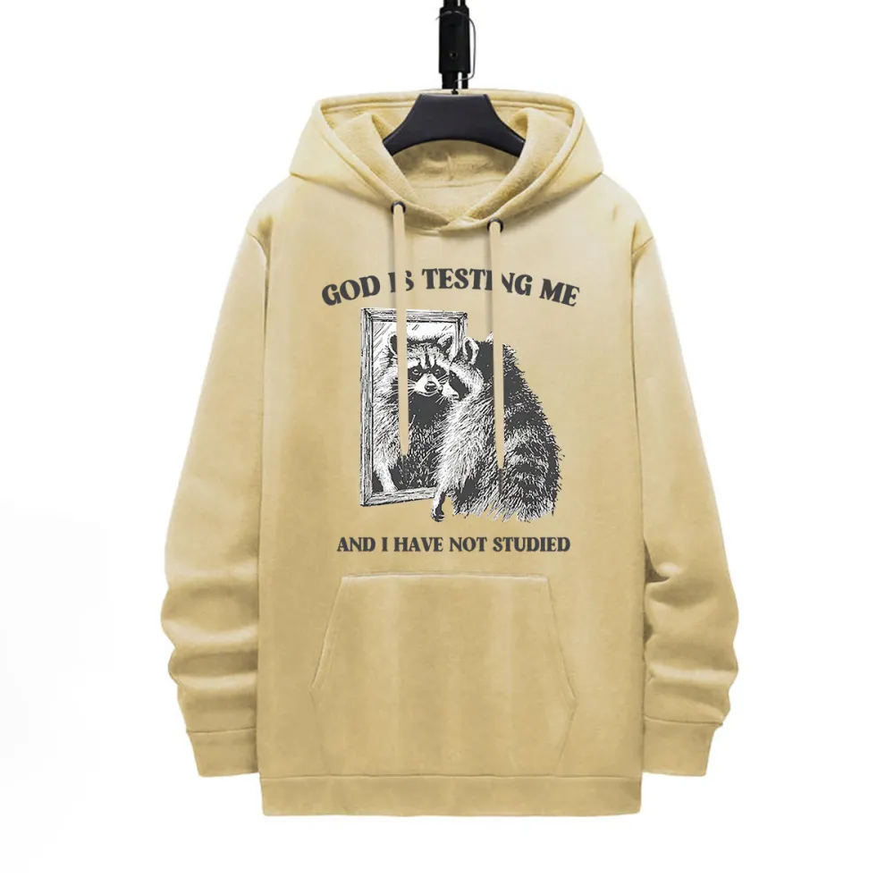 God Is Testing Me Pattern Printed Hoodie