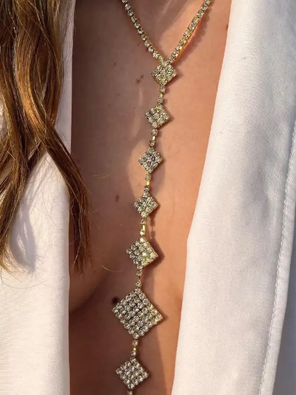 Rhinestone Rhombus Body Chain Necklace