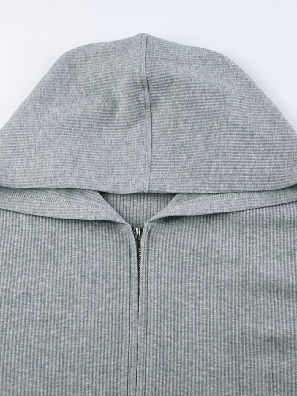 Ribbed Knit Top and Shots Set with Hoodie