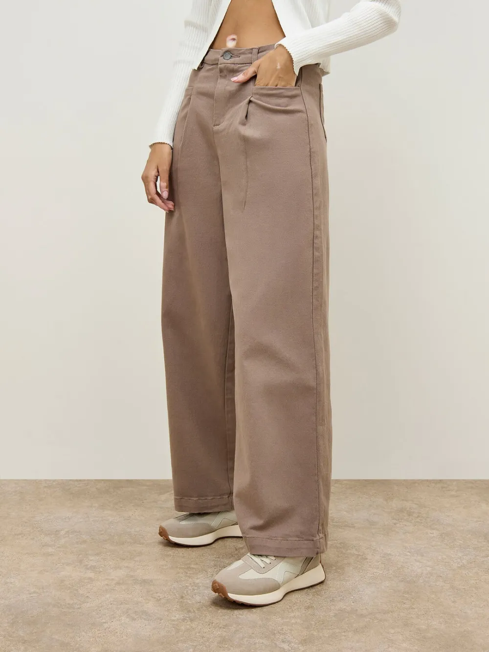 Casual Stone Wide Leg Jeans