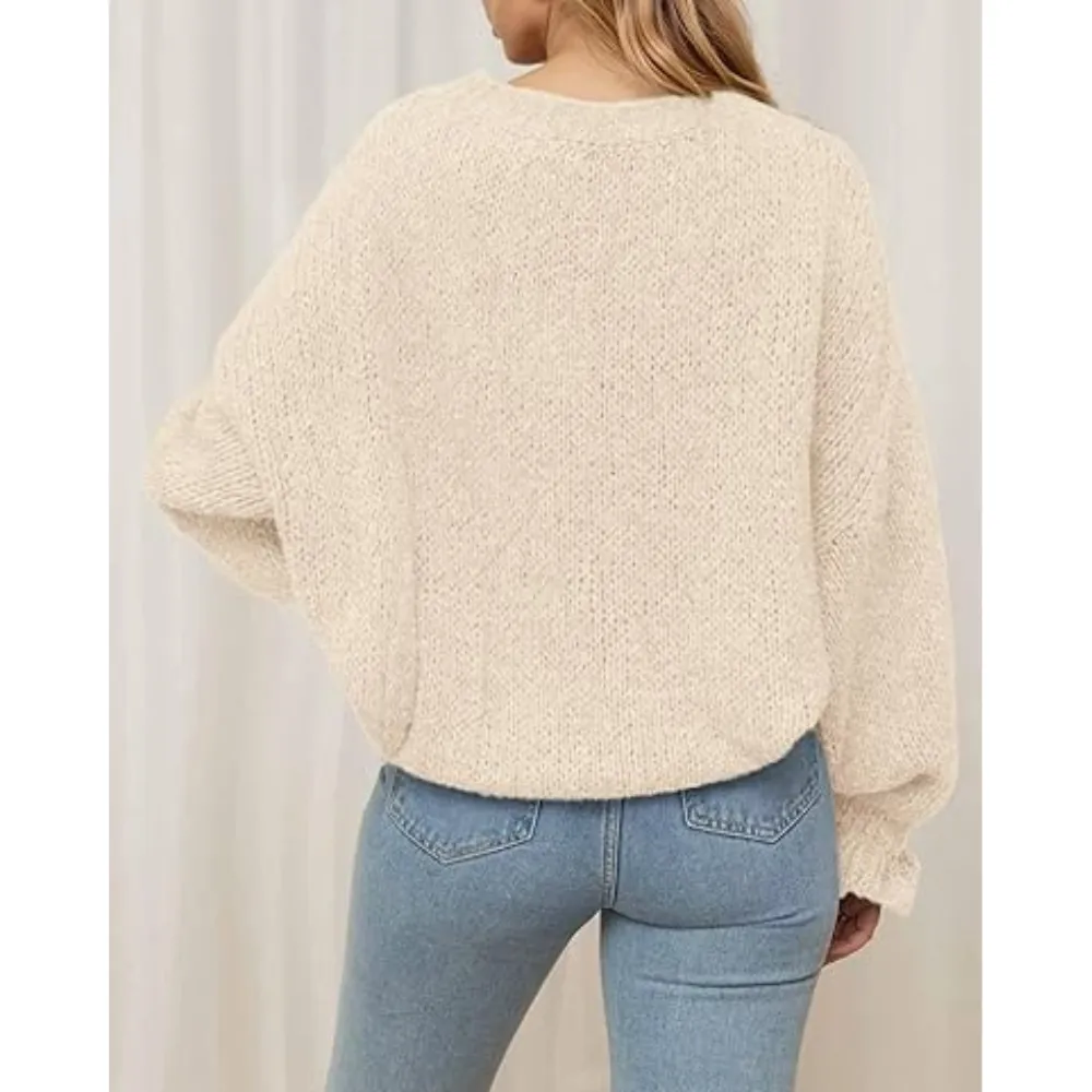 Women's Oversized Sweater Crewneck Long Sleeve