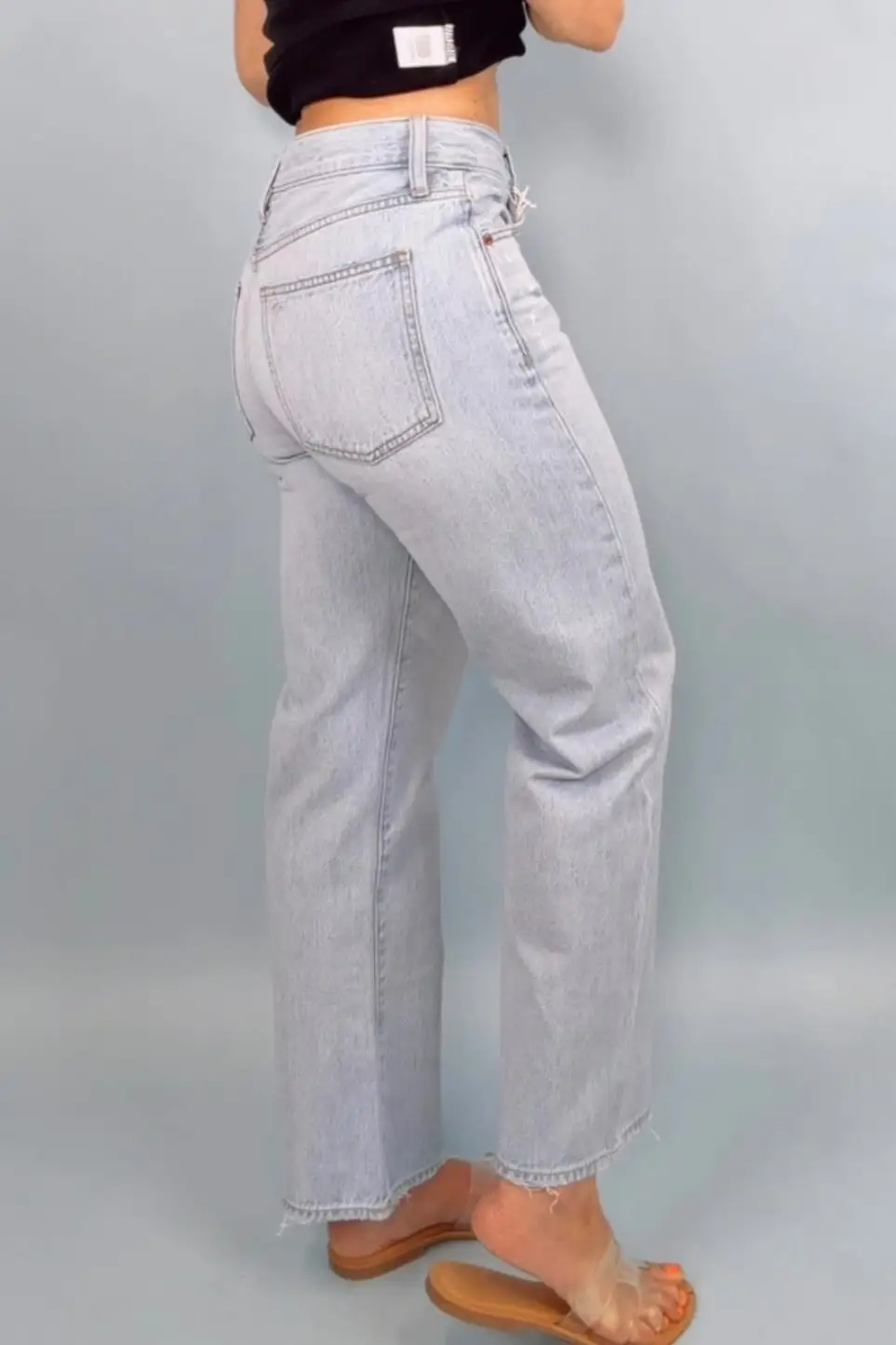 Denim Barrel Leg Mid Rise Jeans