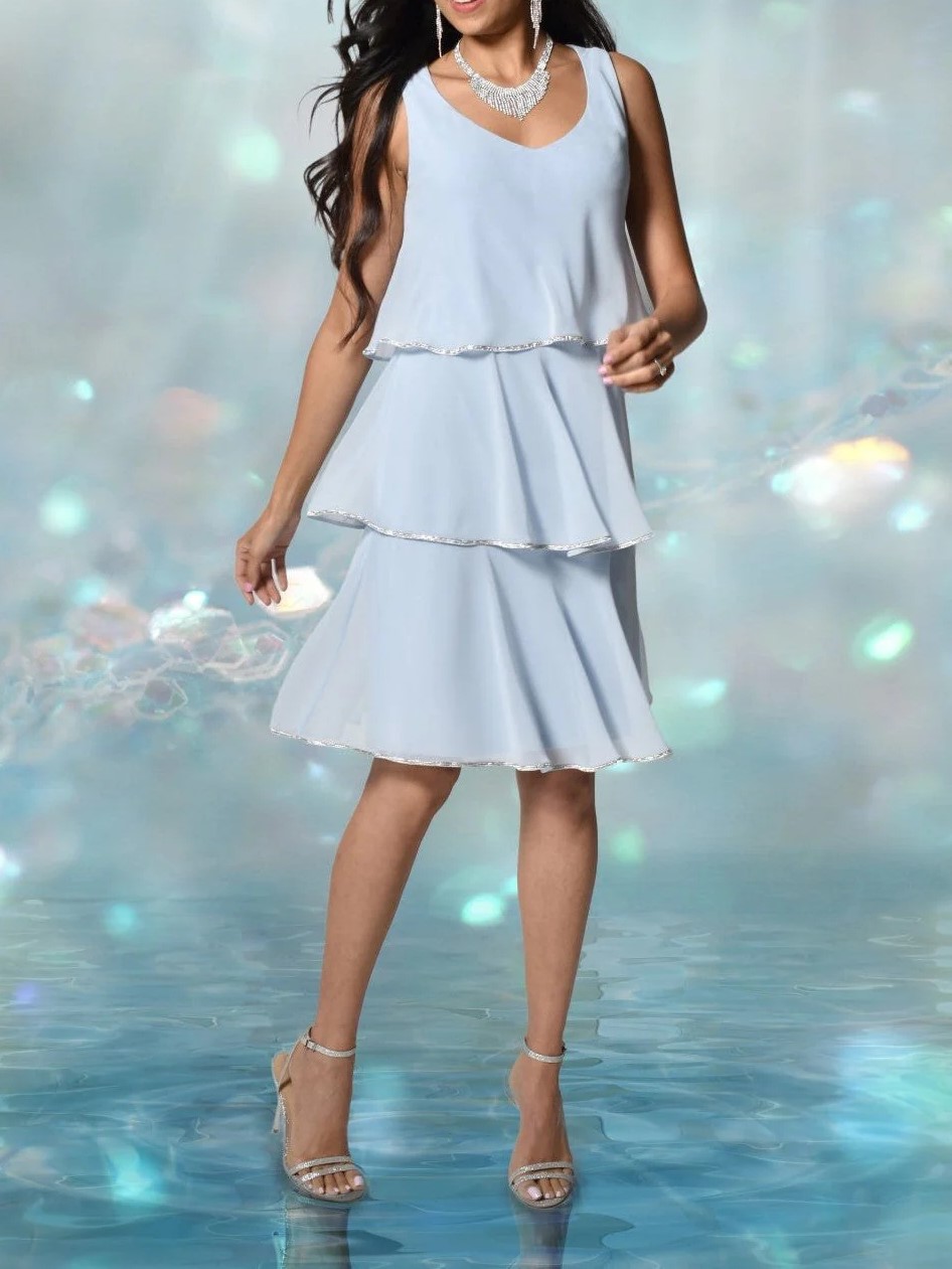 Light Blue Layered Sleeveless Dress