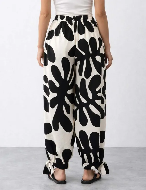 Color Block Drawstring Elastic Waist Loose Pants