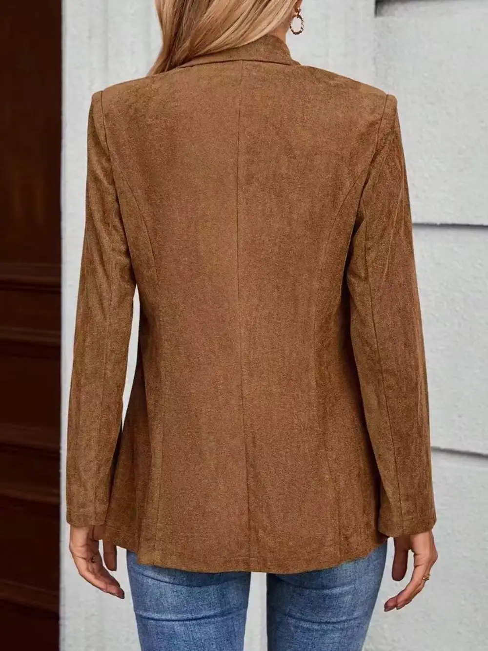 Lined Lapel Collar Single Button Blazer