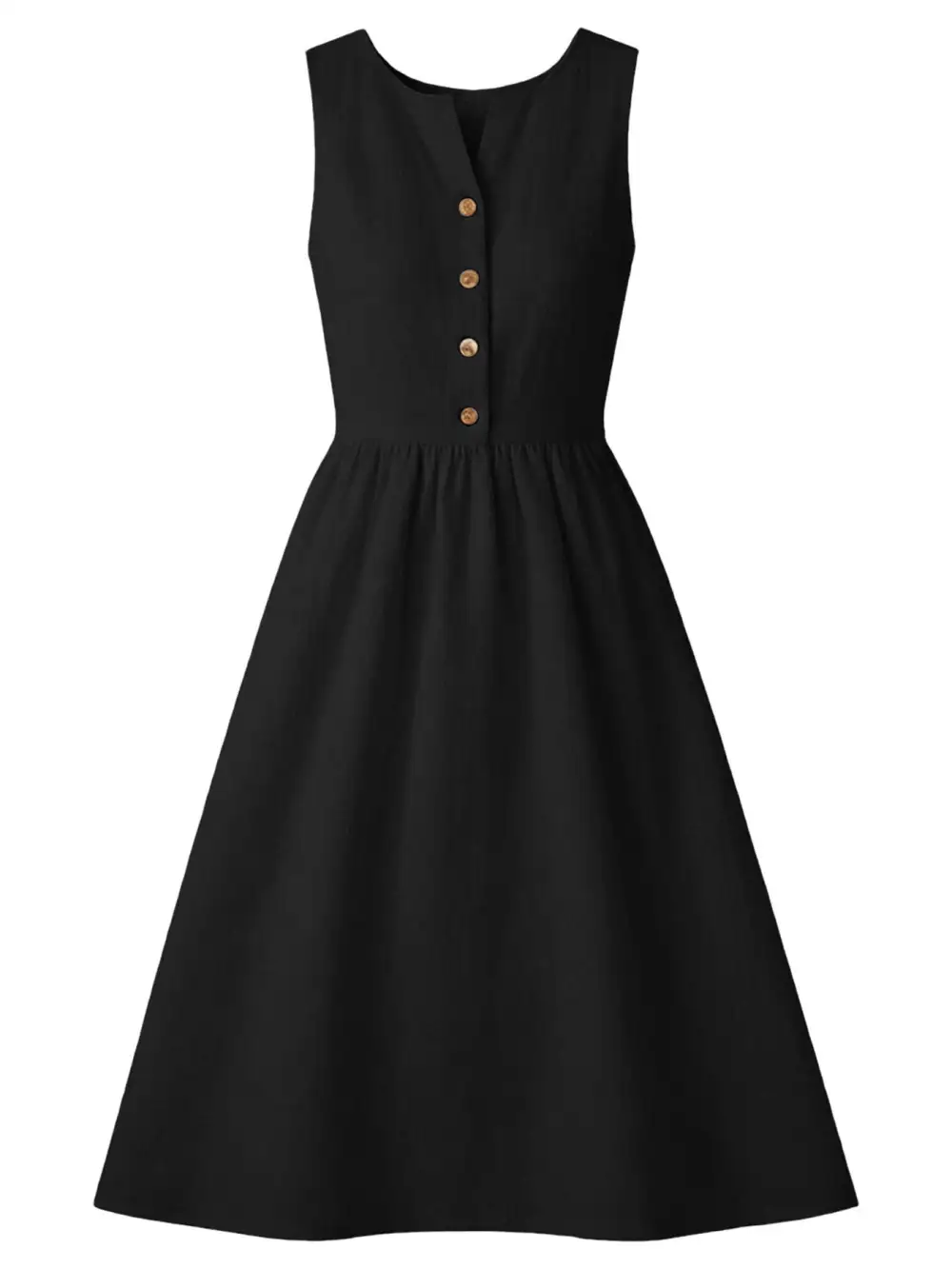 Clean Line Button Front Sleeveless Midi Dress