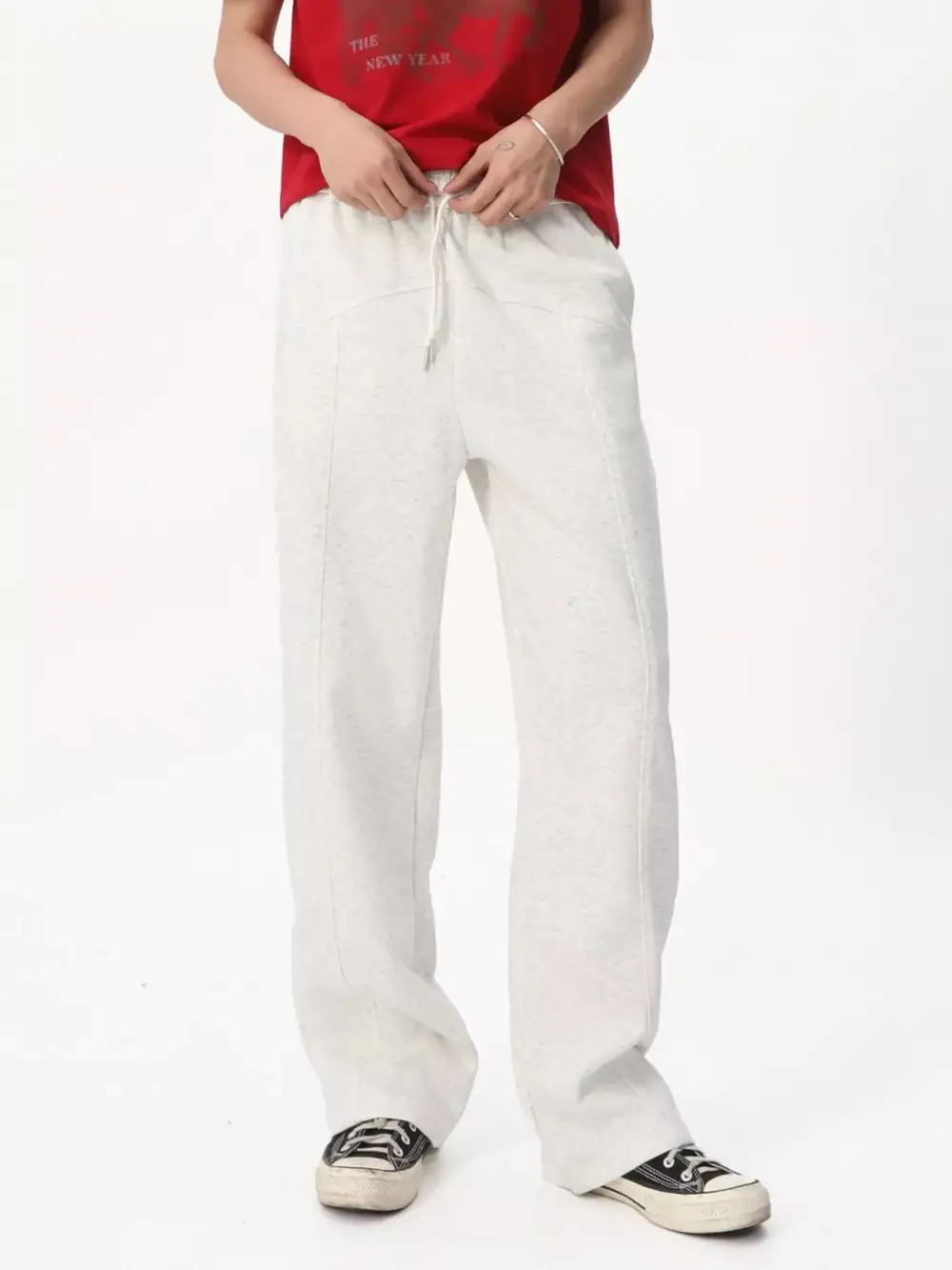 Textured Men's Wide Leg Drawstring Pants