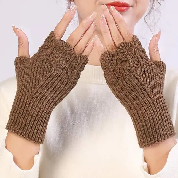 Knitted Warm Half Finger Mitts 11295498C