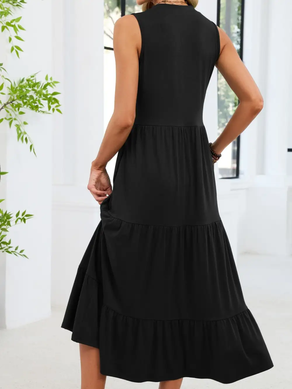 Tiered Sleeveless Midi Dress