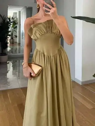 Vintage Tube Top Suspender Midi Dress