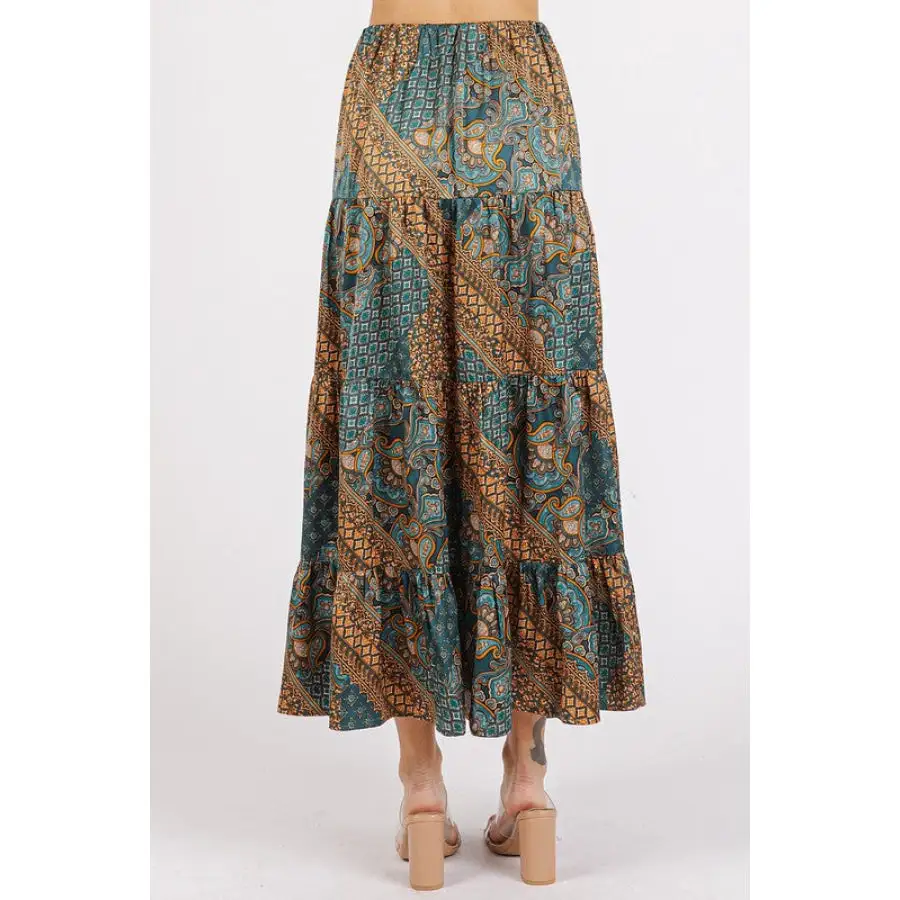 Paisley Patchwork Print Satin Maxi Skirt