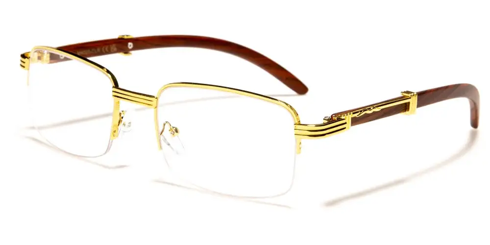 Women's Lens Wood Print Fashion Rectangle Glasses