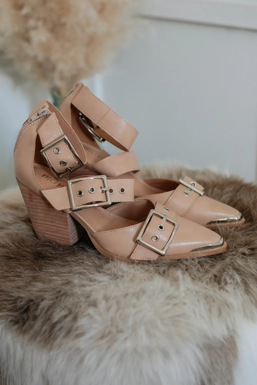 Classic Triple Buckle Pointed Toe Heels