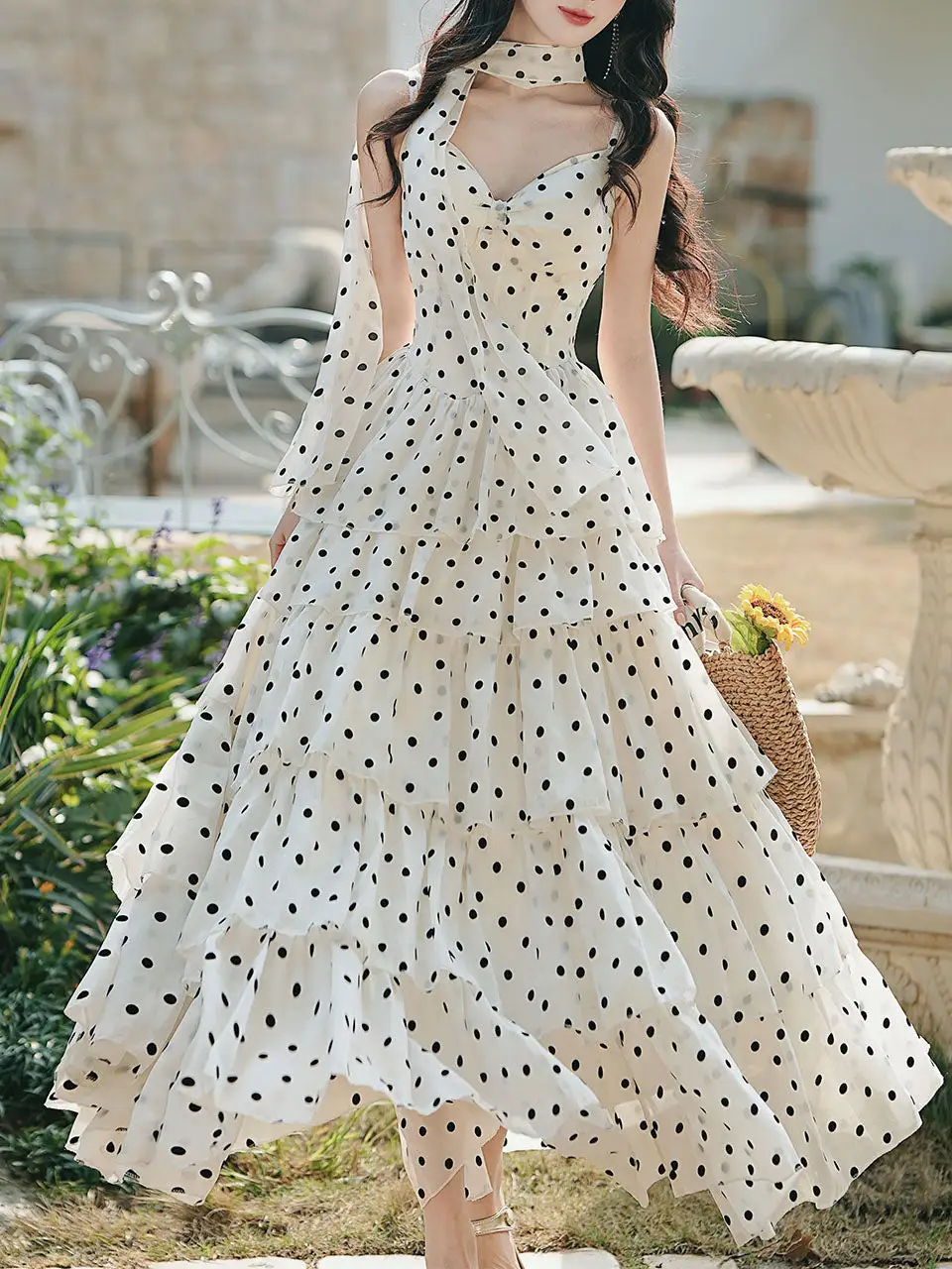 Polka Spaghetti Strap Maxi Dress