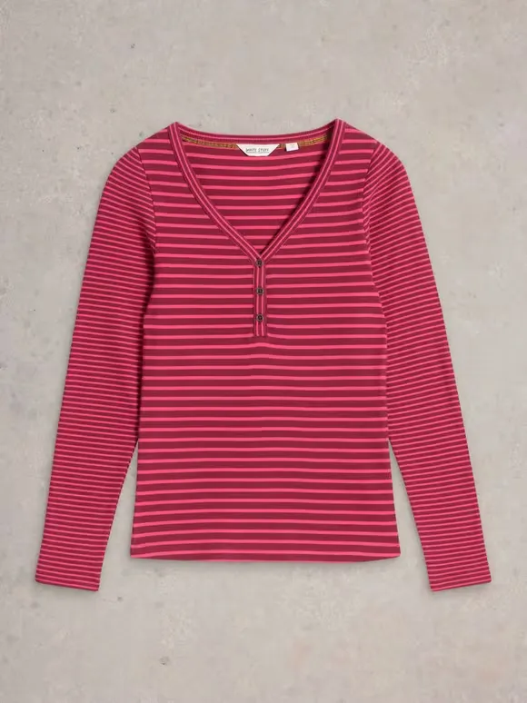 Skinny Ribbed Striped Henley
