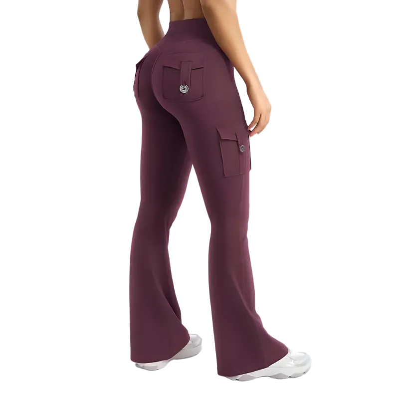 Women's High Waisted Scrunch Flare Yoga Leggings with Pockets