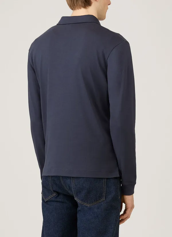 Streamlined Everyday Relaxed Fit Heavyweight Rugby Cotton Long Sleeve Polo Shirt