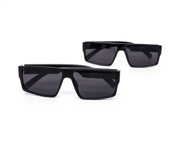 12-Pack All-Black Classy Wraparound Square Dark Lens Sunglasses