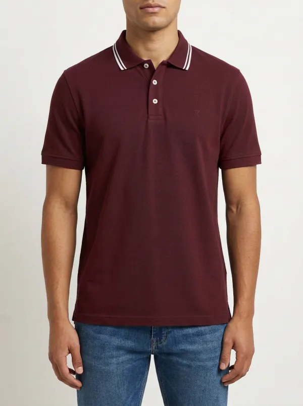 Men's Logo Minimalist Embroidered Navy Polo Shirt