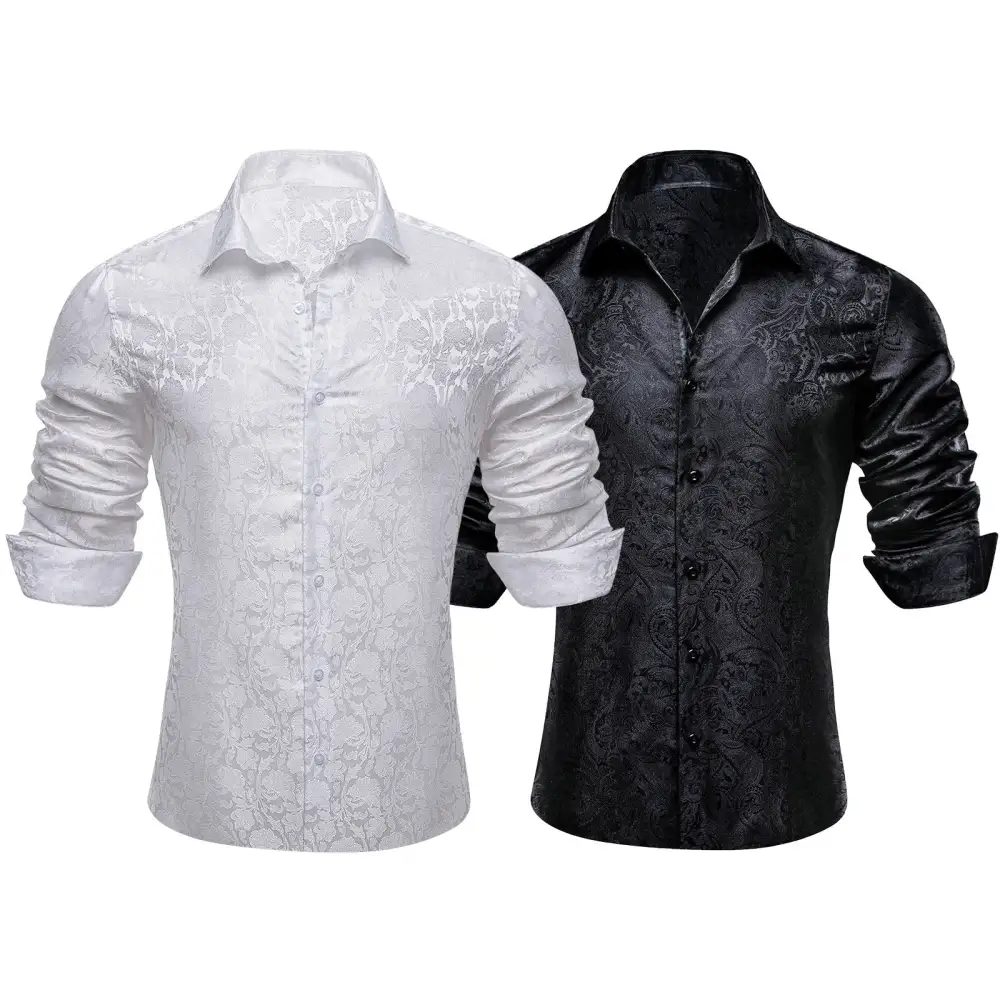 Tailored Paisley Long Sleeve Silk Dress Shirt