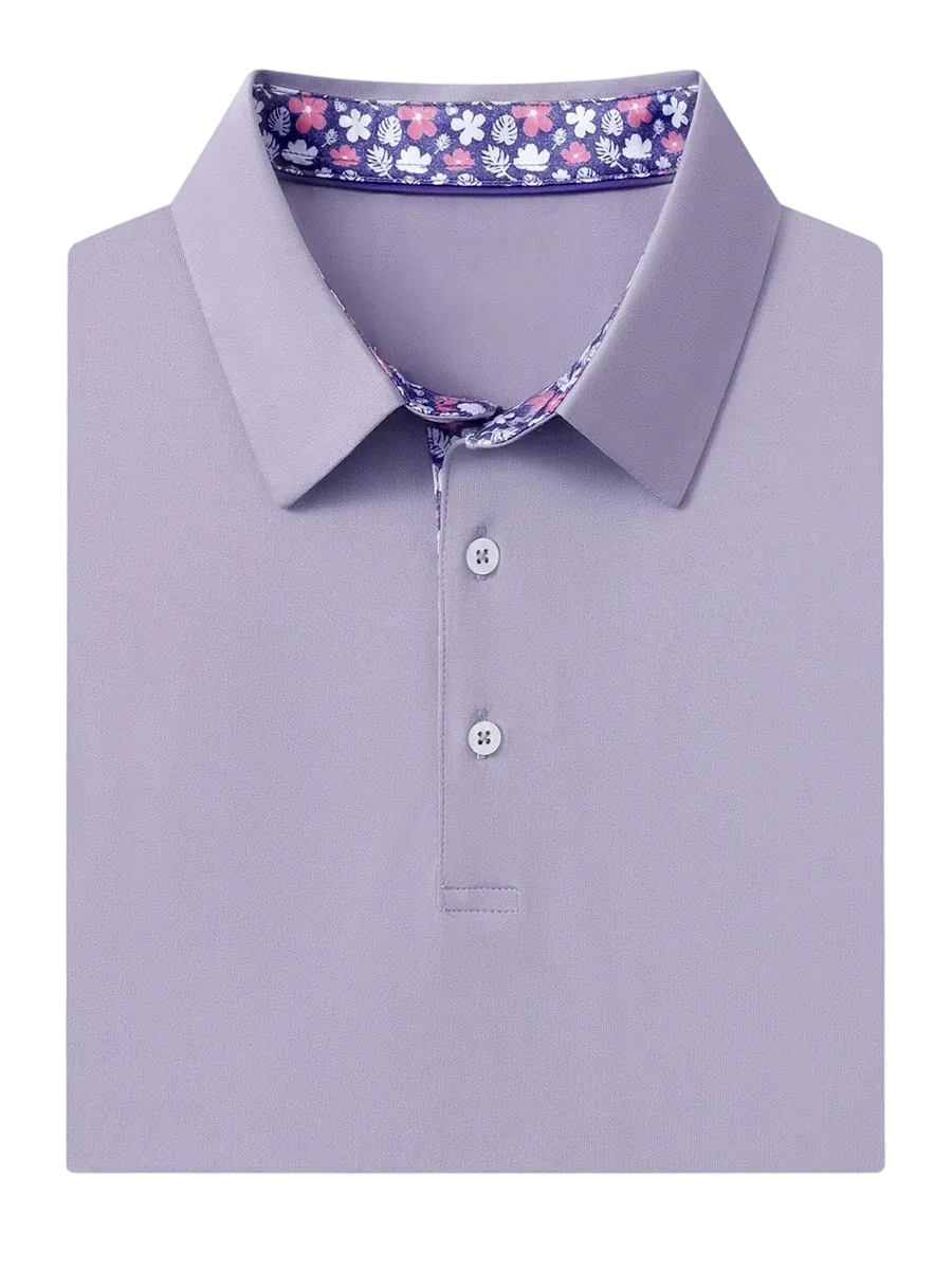 Men'S Designed Collared Solid Performance Polo