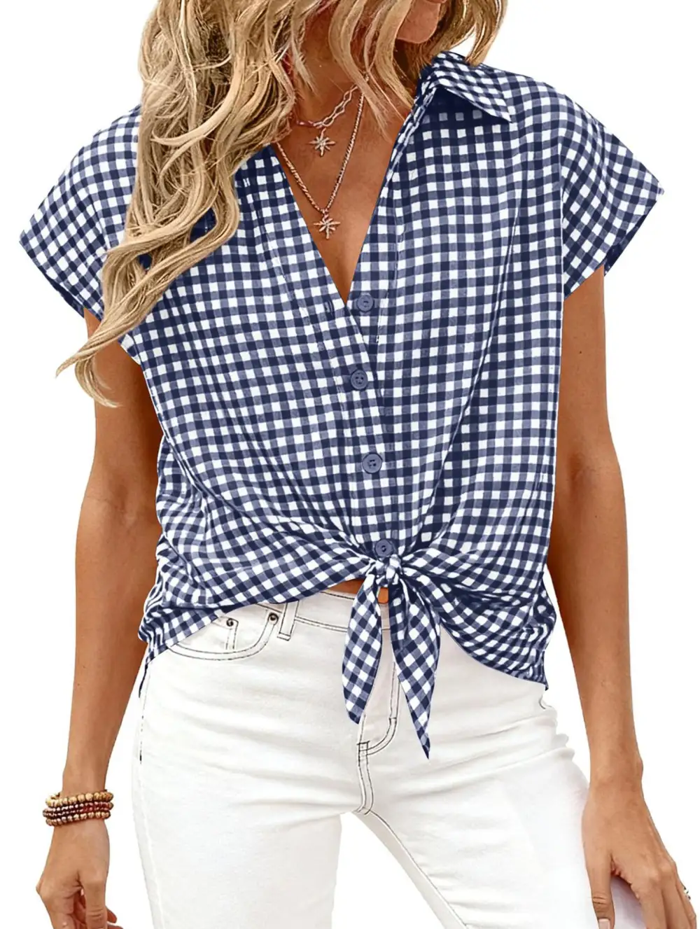 Plaid Button Loose Short Sleeve Shirt
