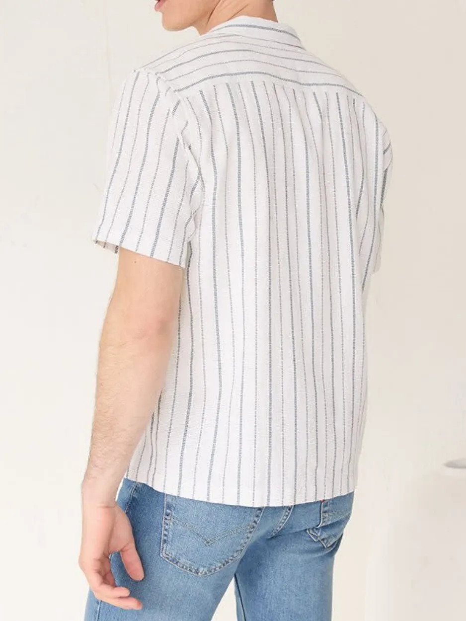 Bright White Striped Short-Sleeve Shirt