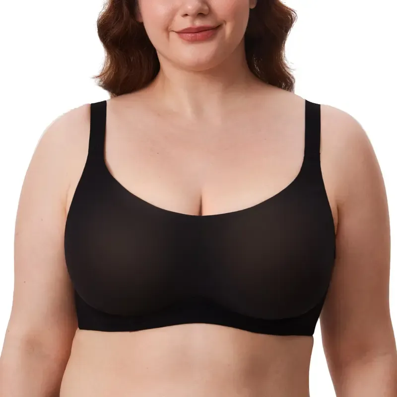 Women's Cosnufy Full Coverage Bra Sheer Mesh Plus Size Underwire Unlined