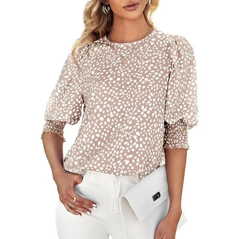 Women's Polka Dot 3/4 Sleeve Blouse