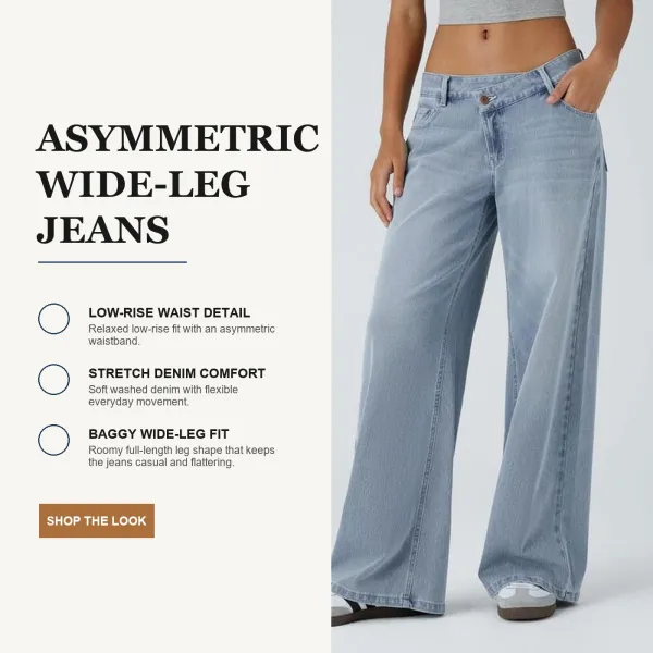 Women's Asymmetric Low-Rise Baggy Wide Leg Jeans