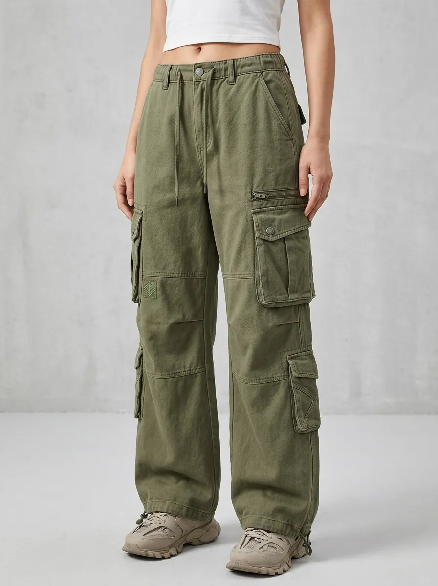Core Utility Style Multi Pocket Casual Look Women's Multi Pocket Cargo Pants