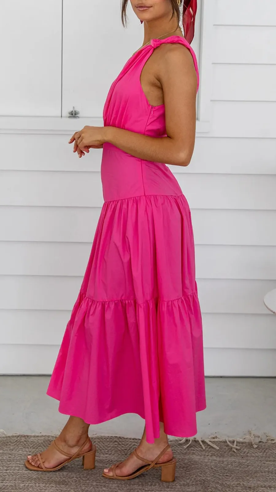 Knot Detail In Shoulder Strap Dress