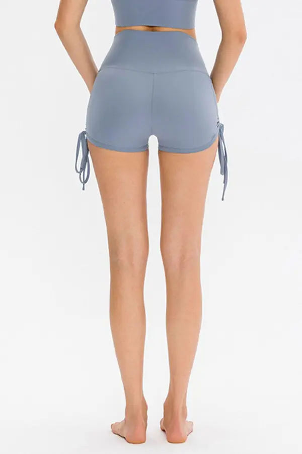 Drawstring Wide Waistband Side Tie Sports Shorts