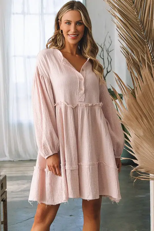 V Neck Flared Midi Dress
