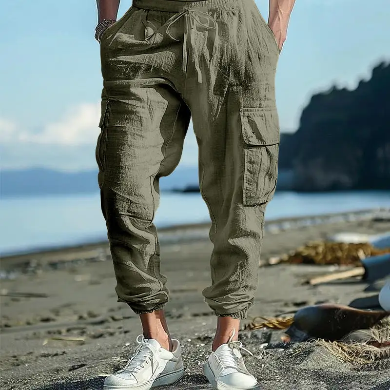 Men's Casual Cargo Waistband Pockets Cargo Pants