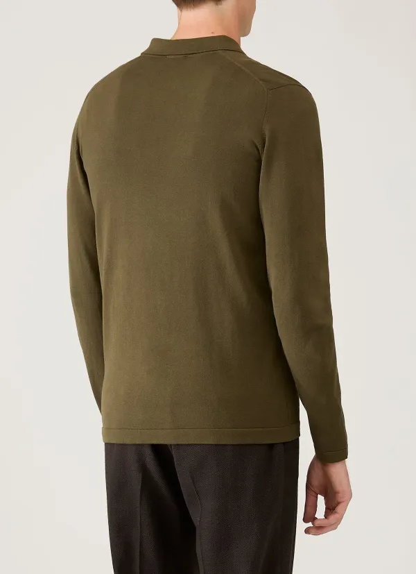Modern Everyday Slim Fit Sea Island Cotton Knit Long Sleeve Polo Shirt