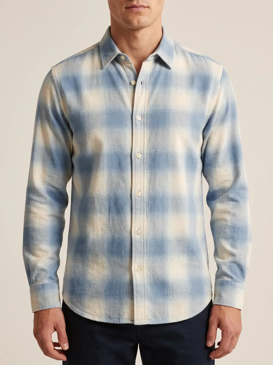 Plaid Ombre Long-Sleeve Men's Long-Sleeve Shirt