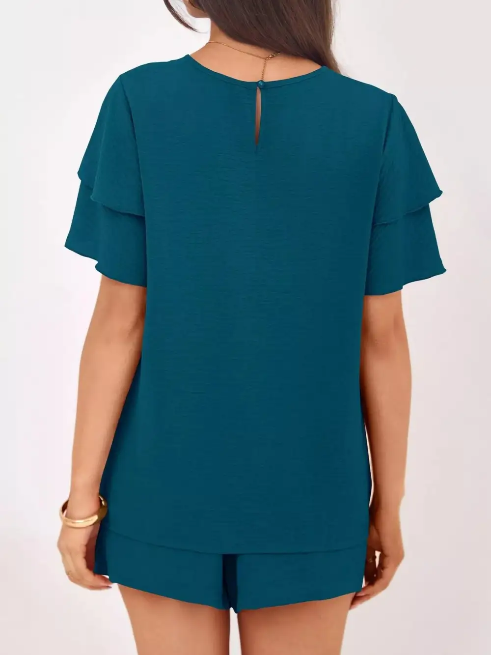 Ruffle Sleeve Top and Shorts Two-piece Set Everyday Look